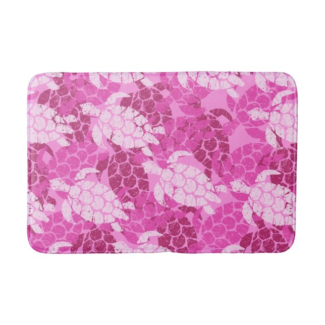 Honu Sea Turtle Hawaiian Aloha  Pink Bathroom Mat (Front)