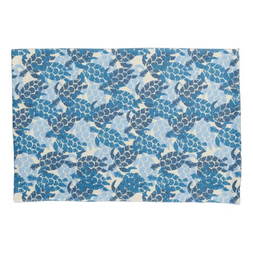 Honu Sea Turtle Hawaiian Aloha Reversible Indigo Pillowcase