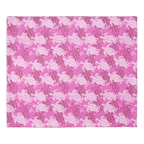 Honu Sea Turtle Hawaiian Aloha Reversible Pink Duvet Cover