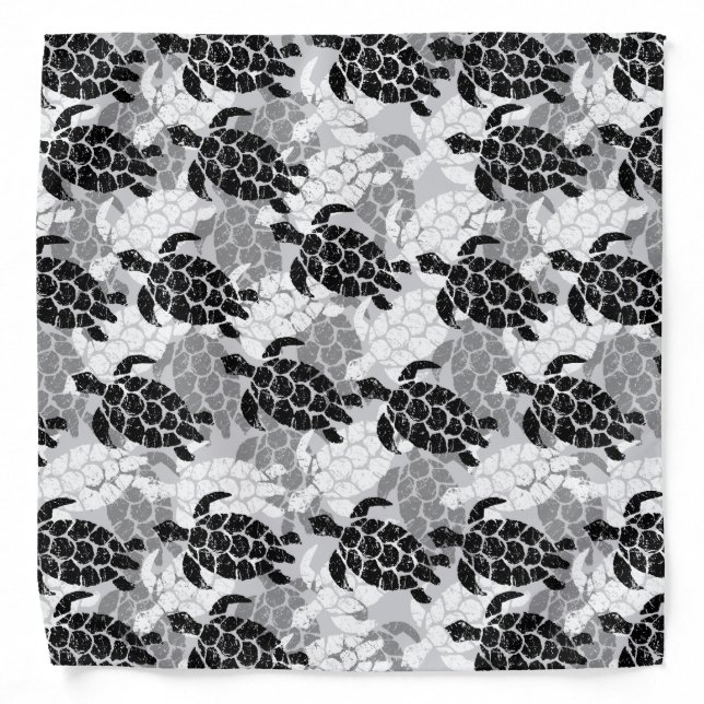 Honu Sea Turtle Hawaiian Aloha - Silver Bandana (Front)