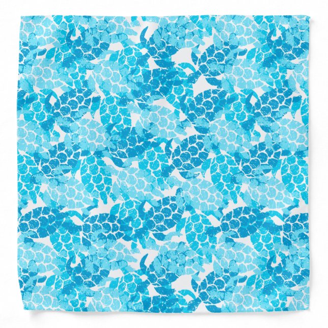 Honu Sea Turtle Hawaiian Aloha - Turquoise Bandana (Front)