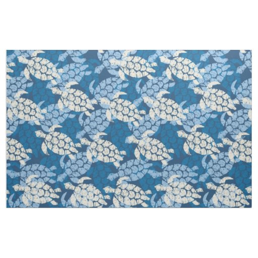 Honu Sea Turtle Hawaiian Tapa -Indigo Fabric