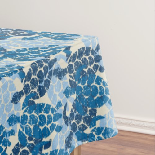 Honu Sea Turtle Hawaiian Tapa _Indigo Tablecloth