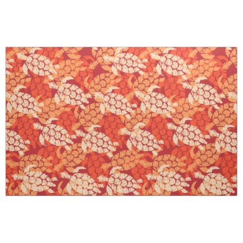 Honu Sea Turtle Hawaiian Tapa _Orange Fabric