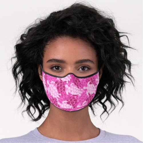 Honu Sea Turtle Hawaiian Tapa Pink Premium Face Mask