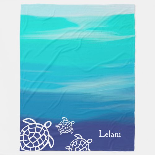 Honu Sea Turtles Beach Ocean Waters Fleece Blanket