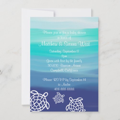 Honu Sea Turtles Couples Baby Shower Invitation