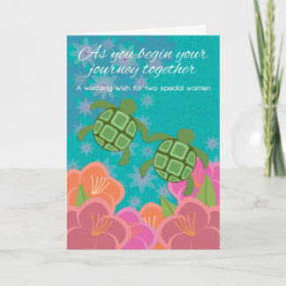 Honu Sea Turtles Lesbian Wedding Congratulations Card