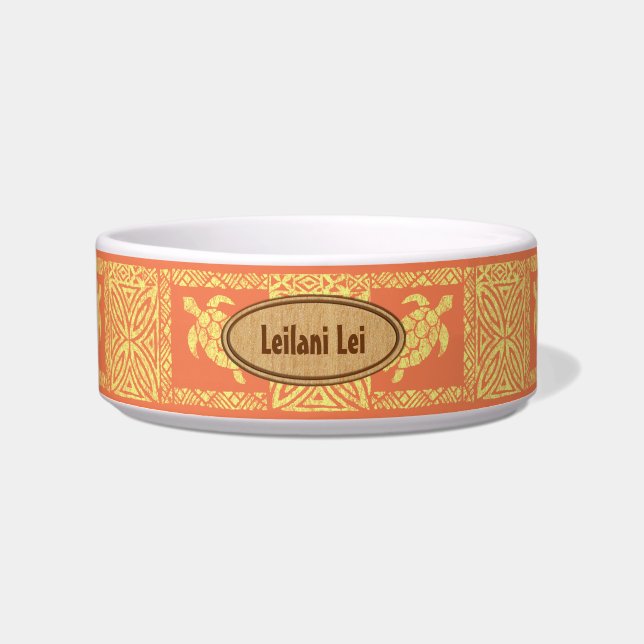 Honu Tapa Hawaiian Primitive Turtle Bowl (Front)