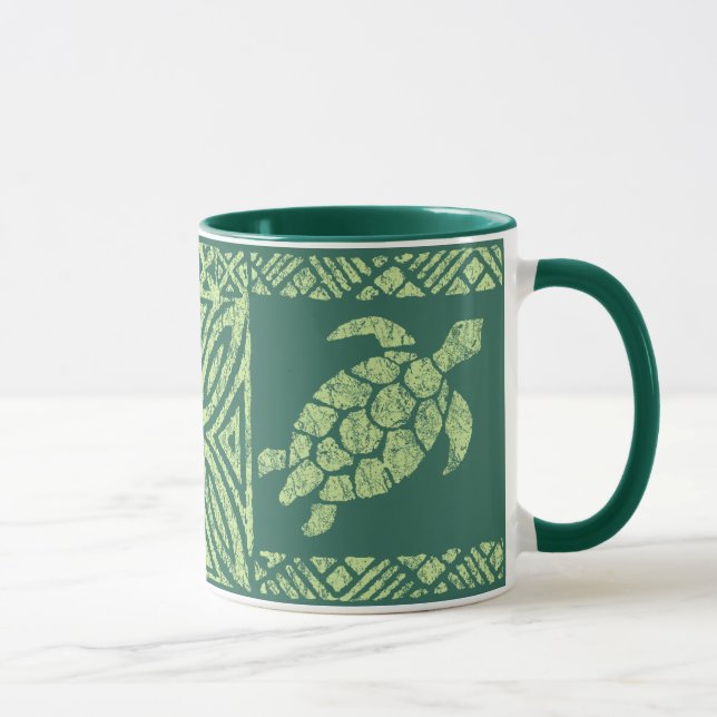 Honu Tapa Hawaiian Primitive Turtle Mug (Right)
