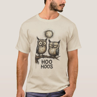 HOO HOOS Grunge Owl Illustration – Sketchy Ink T-Shirt