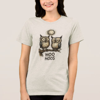 HOO HOOS Grunge Owl Illustration – Sketchy Ink Tri-Blend Shirt