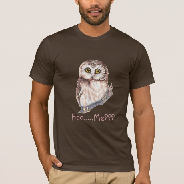 "Hoo... Me? Shocked Owl with Funny Saying T-Shirt (Front)