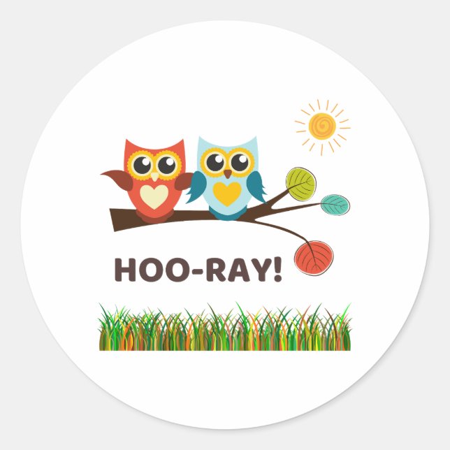 Hoo-Ray Pun Round Sticker (Front)