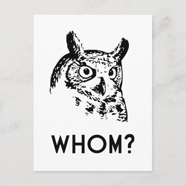 Hoo Who Whom Grammar Owl Postcard (Front)