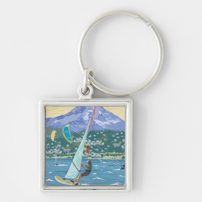 Hood River, ORWind Surfers & Kite Boarders Keychain (Front)