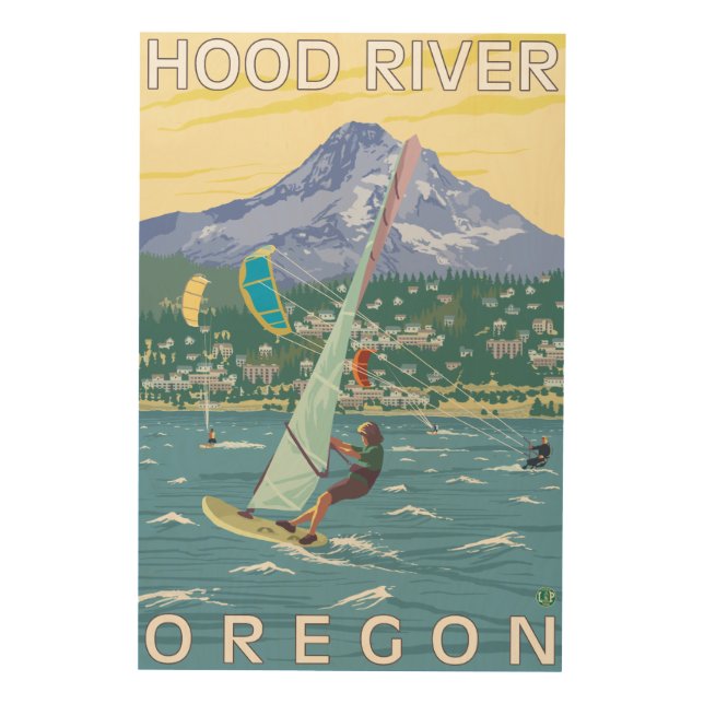 Hood River, ORWind Surfers & Kite Boarders Wood Wall Art (Front)