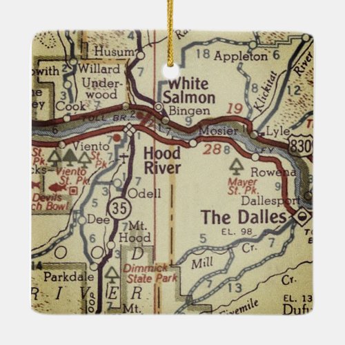 Hood River Vintage Map Ceramic Ornament