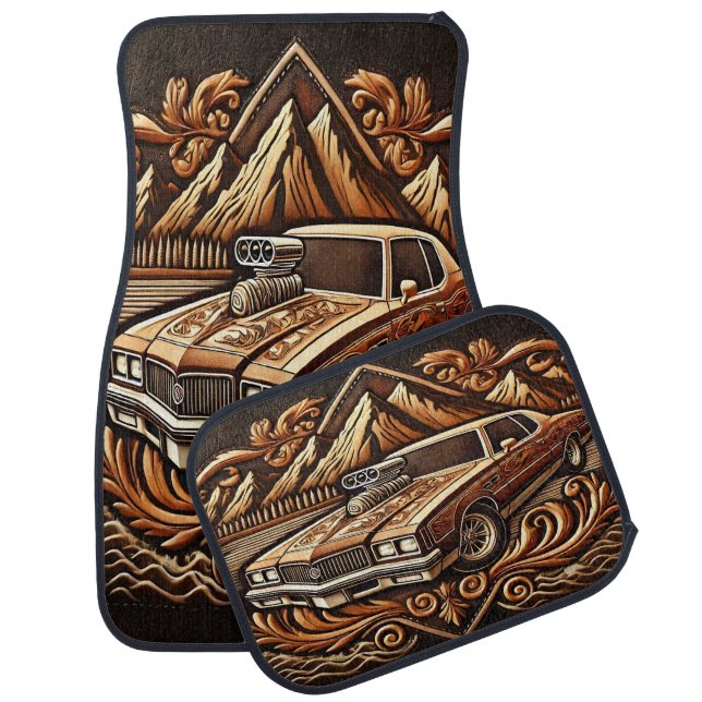 Hood Scoop Classic on Winding Road Car Floor Mat (Set)