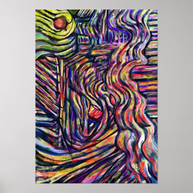 "Hooded" abstract digital painting poster (Front)