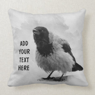 Hooded Crow Throw Pillow