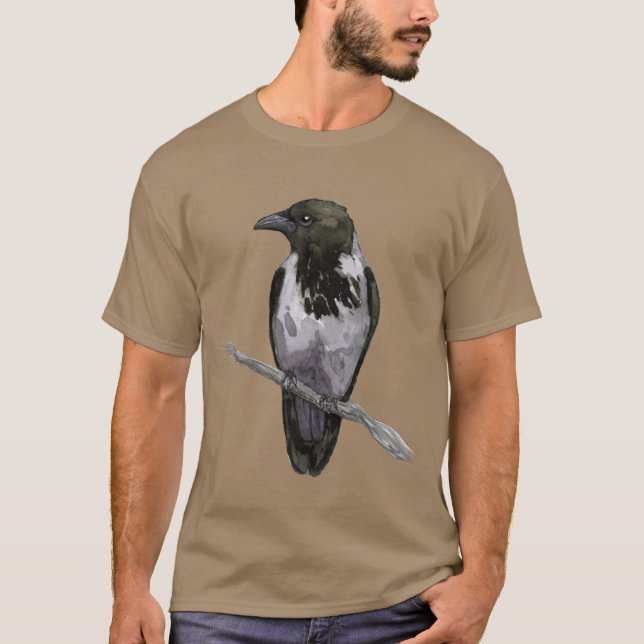  Hooded crow watercolor T-Shirt (Front)