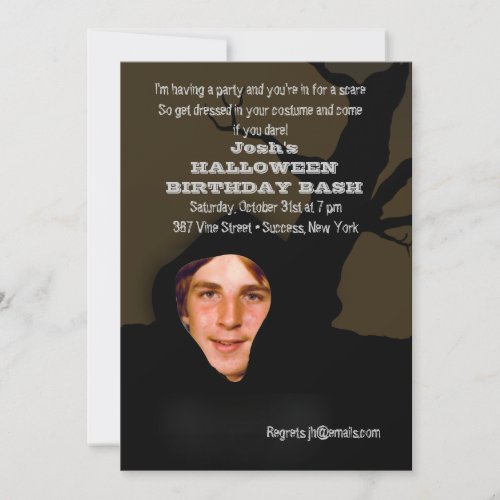 Hooded Face Halloween Invitation