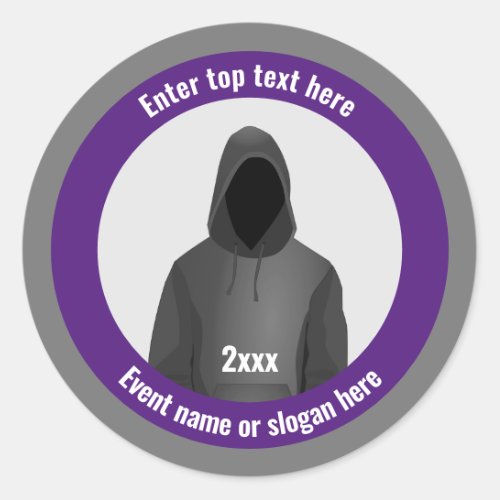 Hooded Hacker Cyber Security with own text on Classic Round Sticker