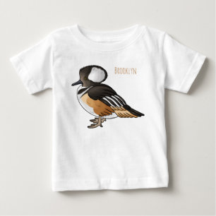 Hooded merganser bird cartoon illustration Baby T-Shirt