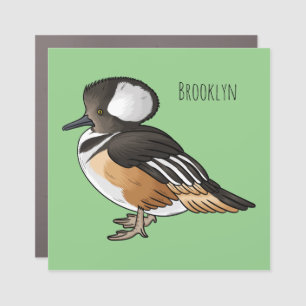 Hooded merganser bird cartoon illustration Car Magnet