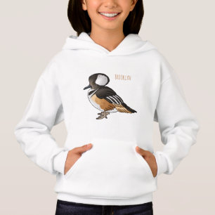 Hooded merganser bird cartoon illustration Hoodie