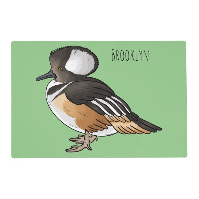  Hooded merganser bird cartoon illustration  Placemat (Front)
