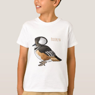 Hooded merganser bird cartoon illustration T-Shirt