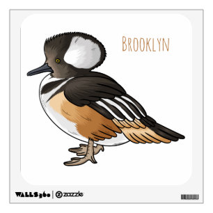 Hooded merganser bird cartoon illustration Wall Decal