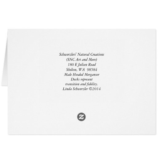 Hooded Merganser Drake (Back Horizontal)