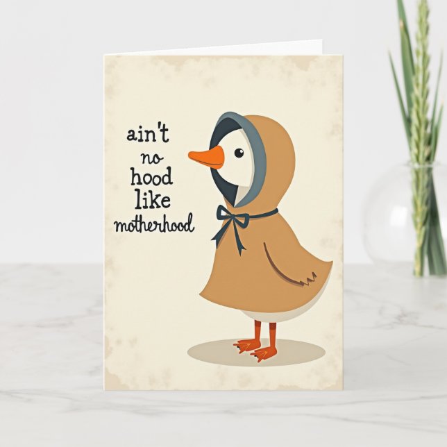 Hooded Motherhood Goose Day Card (Front)