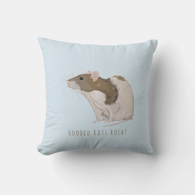 Hooded Rats Rock Agouti Hooded Rat Throw Pillow (Front)