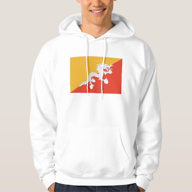 Hooded Sweatshirt with Flag of Bhutan (Front)
