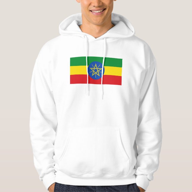 Hooded Sweatshirt with Flag of Ethiopia (Front)