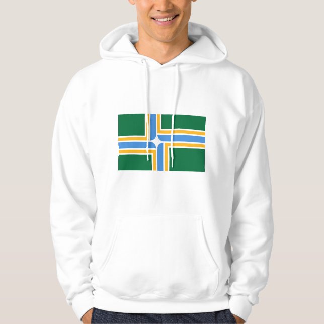 Hooded Sweatshirt with Flag of Portland, USA (Front)