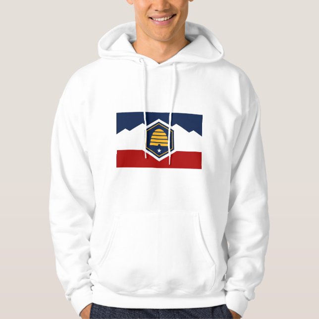 Hooded Sweatshirt with Flag of Utah, USA (Front)