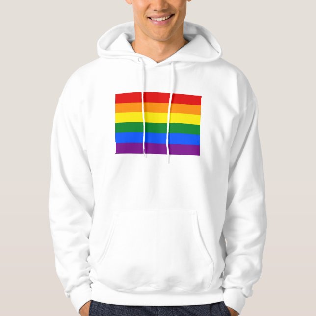 Hooded Sweatshirt with LGBT Rainbow Flag (Front)