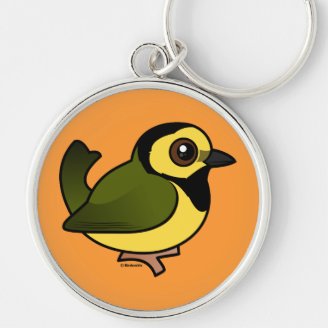 Hooded Warbler Premium Round Keychain