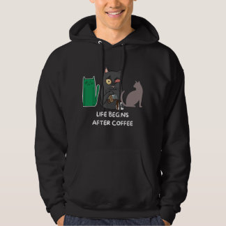 Hoodie cat pictures for coffee lovers black