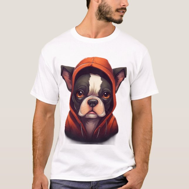 Hoodie Frenchie: Too Cool Fur School! T-Shirt (Front)