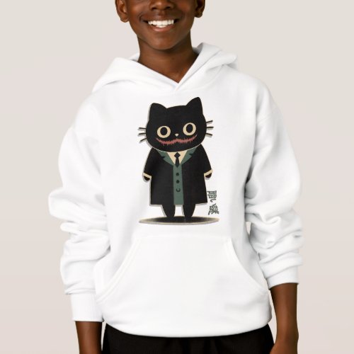 Hoodie Mysterious Black Cat in Pop Culture Suit