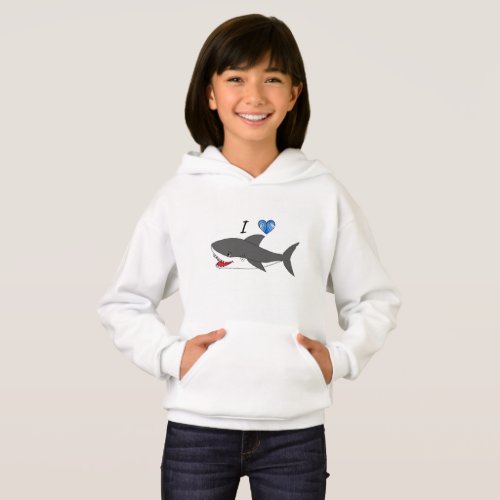 Hoodie with cute I love sharks design