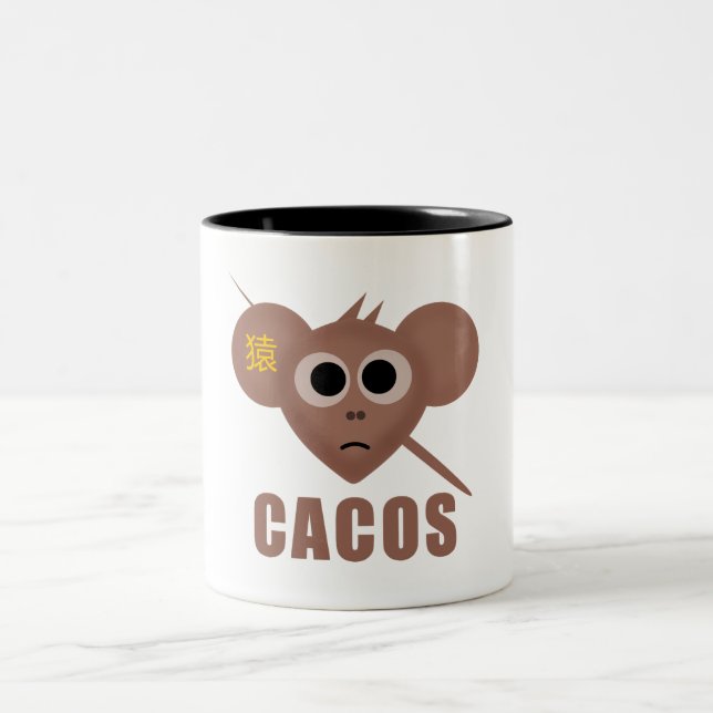 hoodie with cute monkey design Two-Tone coffee mug (Center)