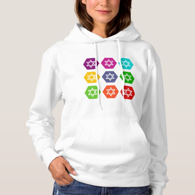Hoodies - Jewish Stars - Colorful Gym Wear  (Front)
