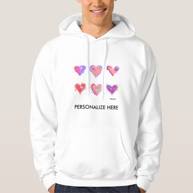 Hoodies, Sweats - Pop Art Crazy Hearts 2 Hoodie (Front)